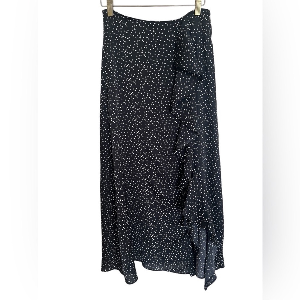 Missguided Black and White Spot Ruffle Maxi Skirt